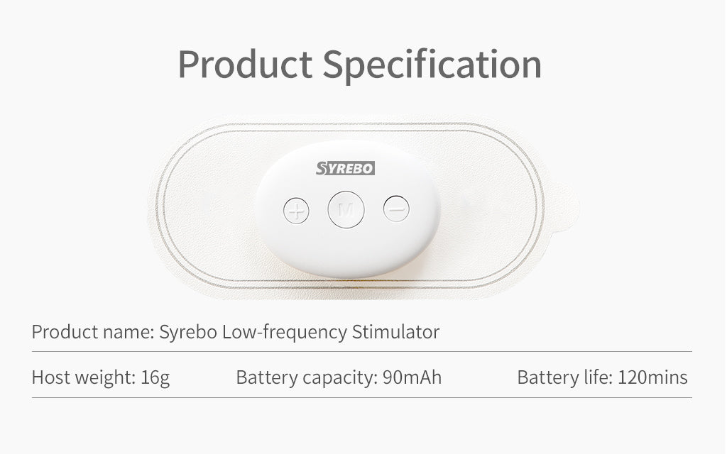 Syrebo low-frequency stimulator product specification image