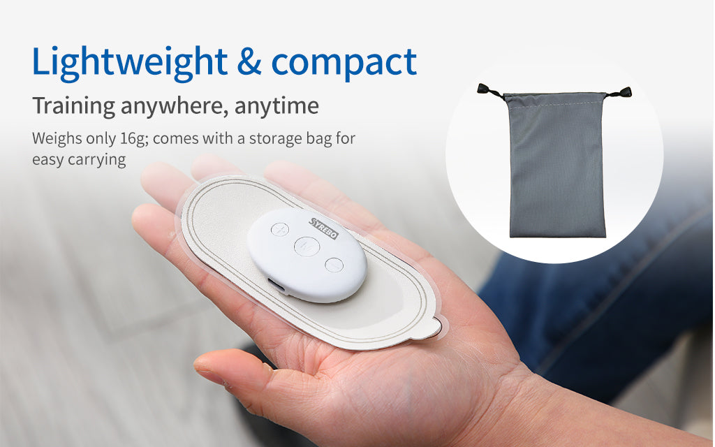 Lightweight portable Syrebo wireless muscle stimulator and storage bag
