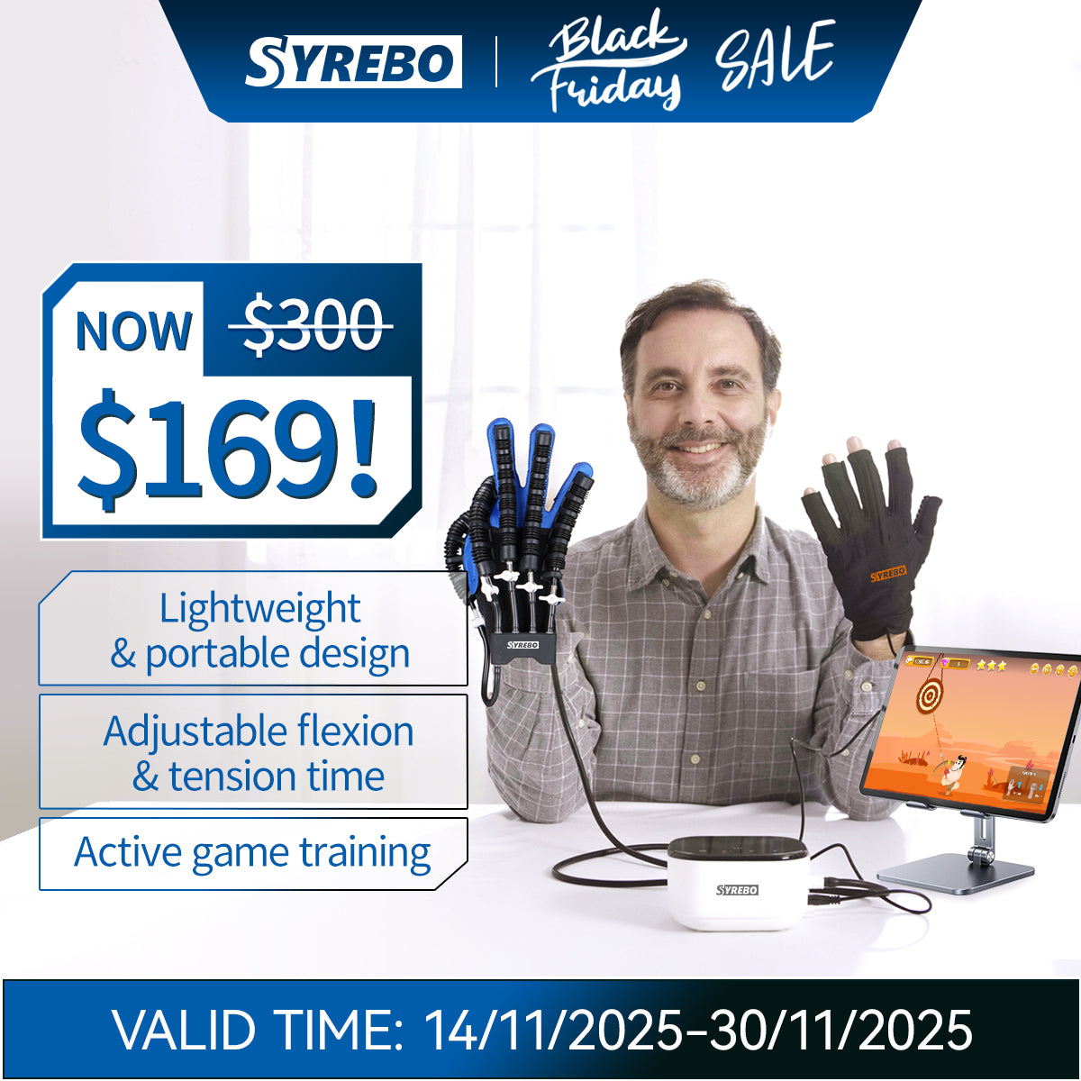 SYREBO C10 Rehabilitation Glove : Hand Finger Stroke Rehabilitation Training Robot