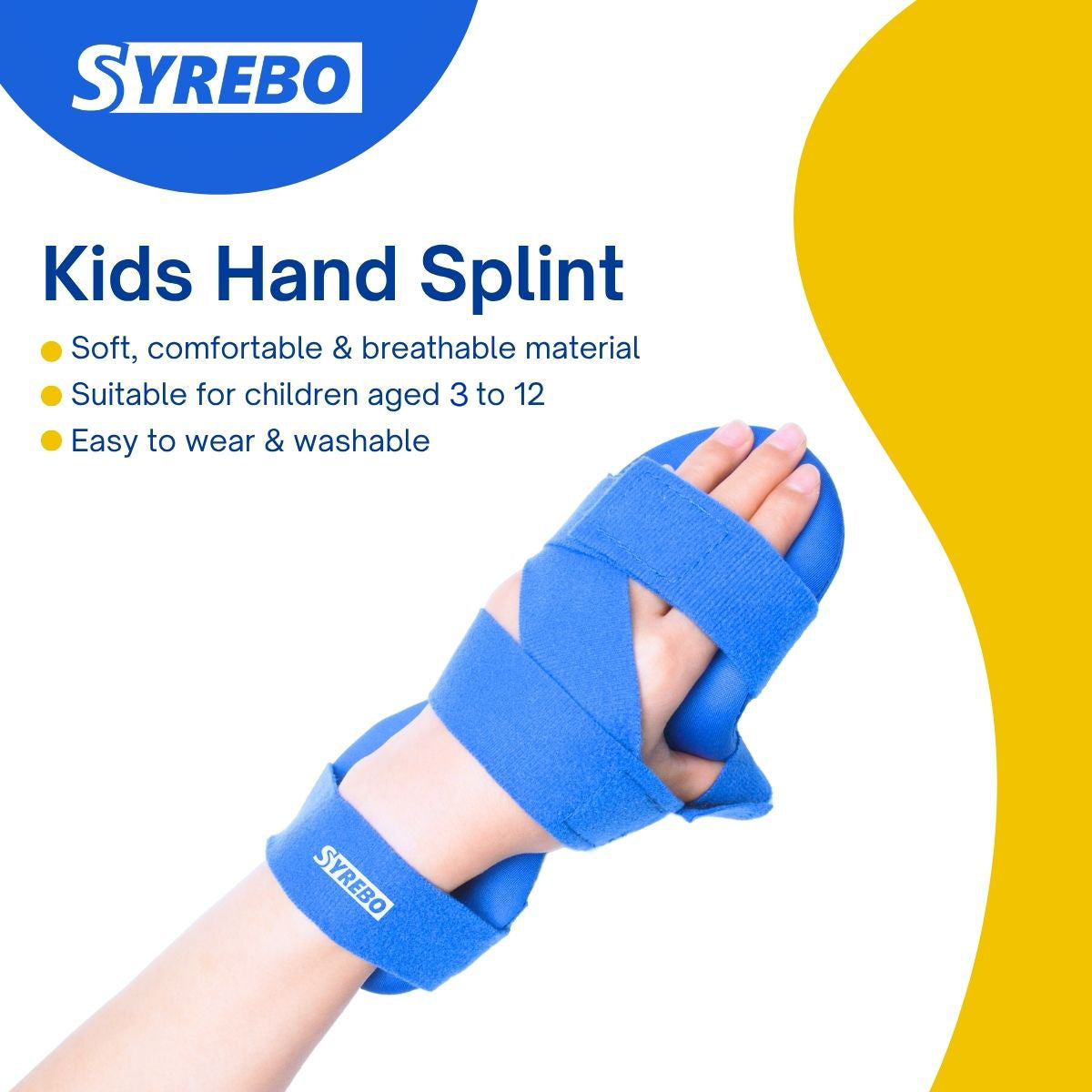 Kids Resting Hand Splint for Pediatric Stroke/Sport Injury/Post operation (Age 3-12) Left & Right Hand Brace