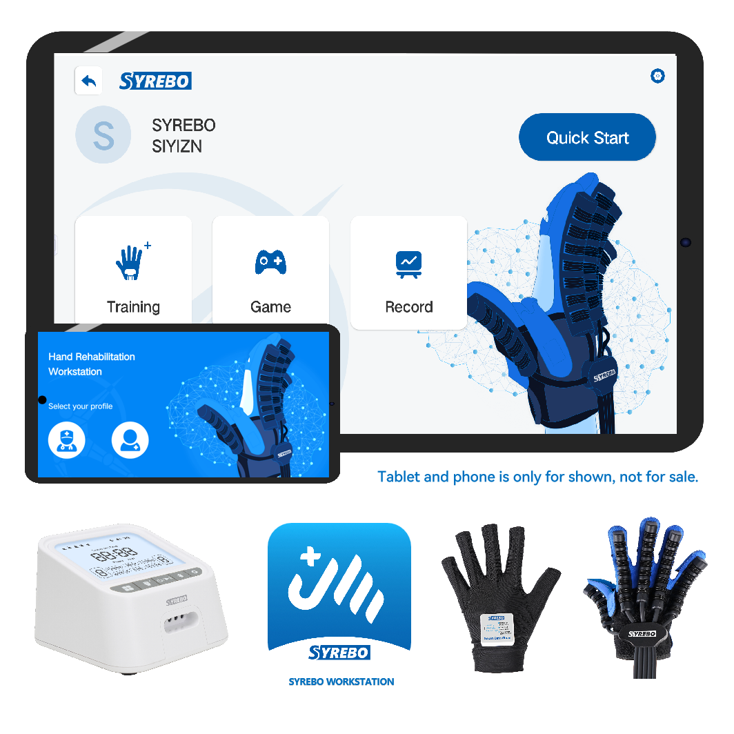Syrebo E12E Kids robotic rehabilitation glove with Syrebo Workstation
