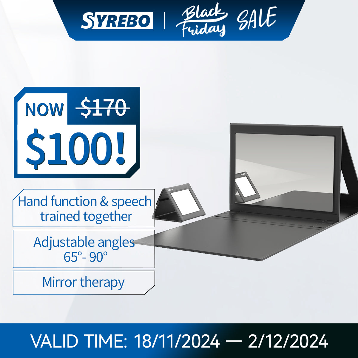 SYREBO Smart Rehabilitation Mirror Therapy Stroke Hemiplegia Patients Hand Speech Rehabilitation