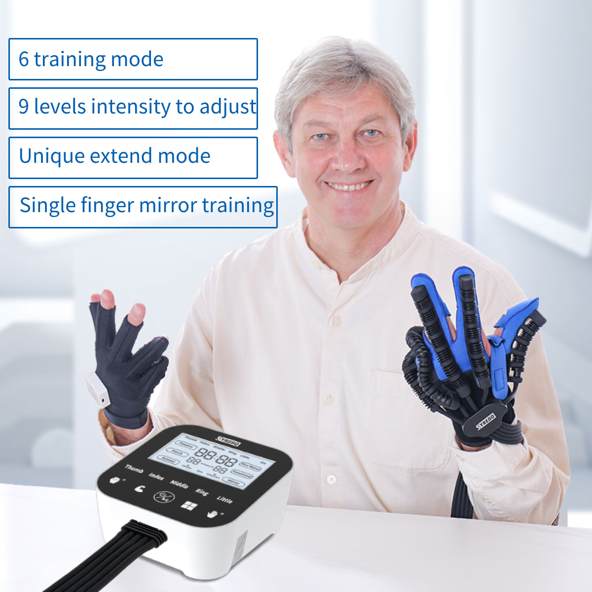 SYREBO C12 Rehabilitation Glove : Hand Finger Stroke Rehabilitation Training Robot With 6 Training Modes