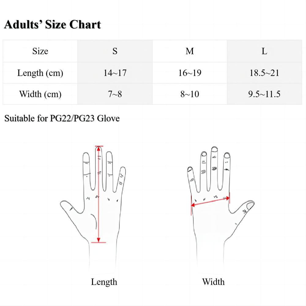 Stroke Rehabilitation Gloves Size Chart